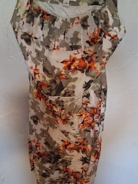Banana Republic Floral Shift Dress in Orange, Olive & Gray